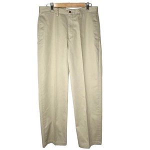 Eddie Bauer men’s casual dress pants ruston fit flat front tan/cream size 33”